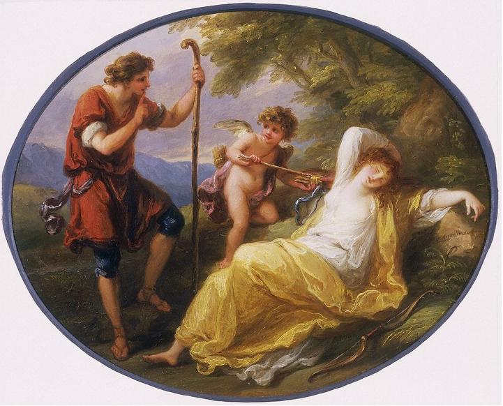 A Sleeping Nymph Watched By A Shepherd by Angelica Kauffmann, c.1780